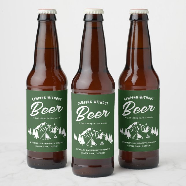 Étiquette Pour Bouteilles De Bière Funny Camping Bachelorette (Bouteilles)