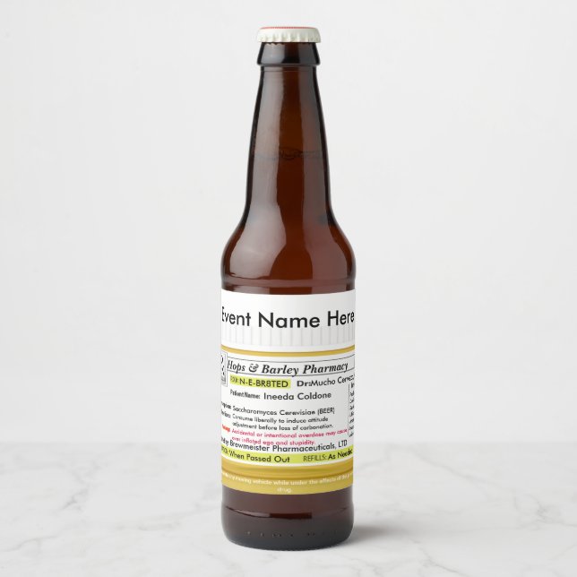Étiquette Pour Bouteilles De Bière Funny RX Bière Étiquette (Devant)
