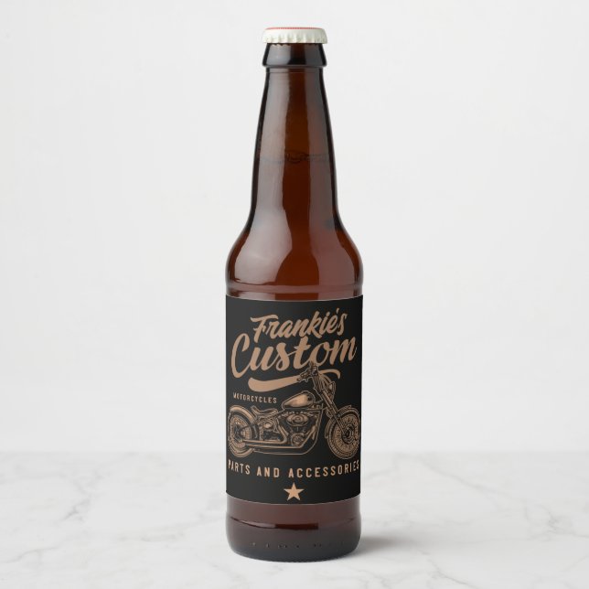 Étiquette Pour Bouteilles De Bière Garage de moto personnalisé Bobber pour motard (Devant)
