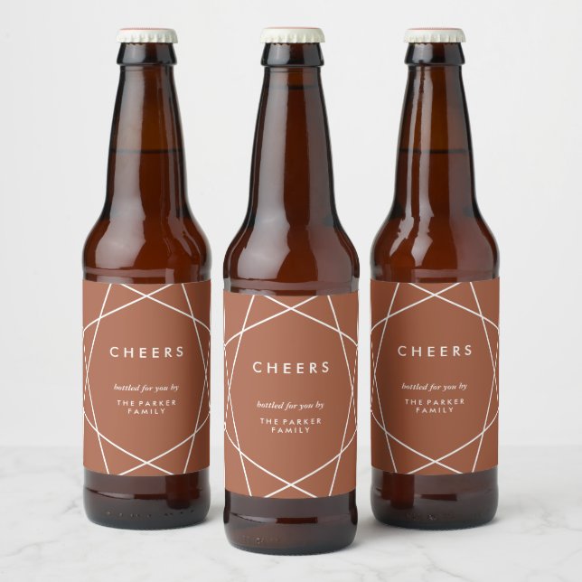 Étiquette Pour Bouteilles De Bière Géométrique moderne sur Terracotta (Bouteilles)