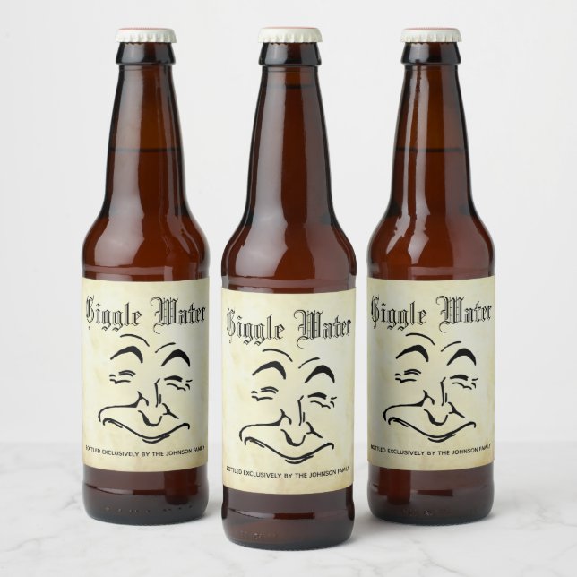 Étiquette Pour Bouteilles De Bière Giggle Eau et votre texte (Bouteilles)