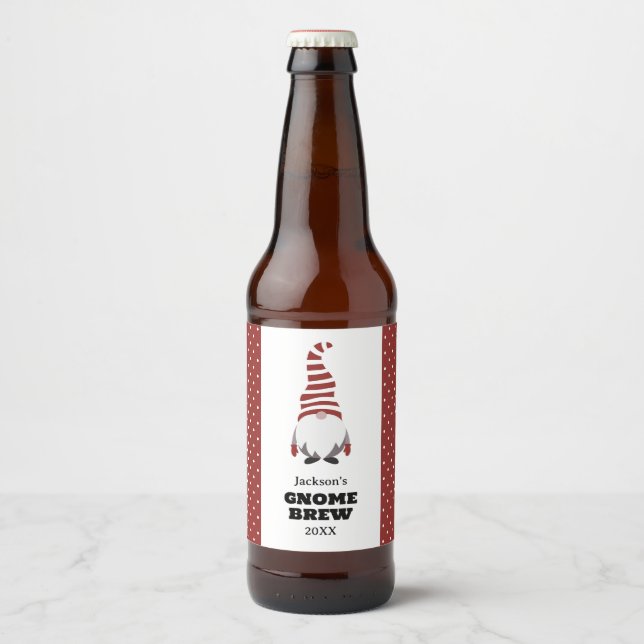 Étiquette Pour Bouteilles De Bière Gnome Brew Holiday (Devant)