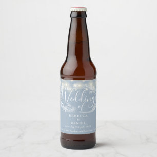 Étiquette Pour Bouteilles De Bière Guirlande de lumières florale bleu poussiéreux Mar