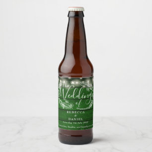 Étiquette Pour Bouteilles De Bière Guirlandes Lumineuses Florales Rustiques Vert Émer
