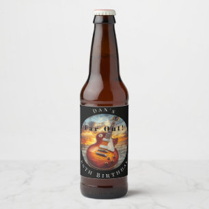 Étiquette Pour Bouteilles De Bière Guitare Électrique Coucher de Soleil Océanique