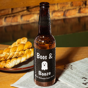 Étiquette Pour Bouteilles De Bière Halloween Boos et Booze