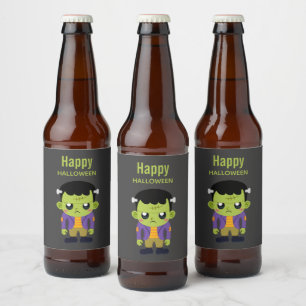 Étiquette Pour Bouteilles De Bière Halloween monstre Frankenstein Green