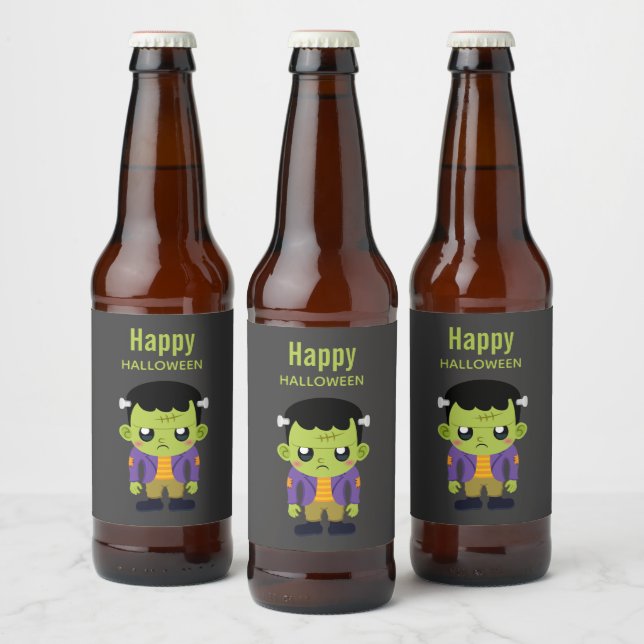 Étiquette Pour Bouteilles De Bière Halloween monstre Frankenstein Green (Bouteilles)