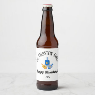 Étiquette Pour Bouteilles De Bière Hanoukka Jewish Chanuka Nom de famille personnalis