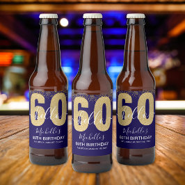 Étiquette Pour Bouteilles De Bière Hello 60! - Elegant 60th Birthday Woman