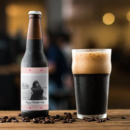 Étiquette Pour Bouteilles De Bière Heureuse Sainte-Valentin | Coeur rose et rouge | C