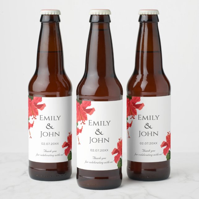 Étiquette Pour Bouteilles De Bière Hibiscus flower Beer Bottle Label (Bouteilles)