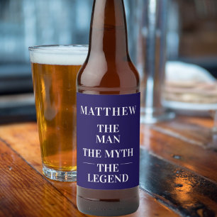Étiquette Pour Bouteilles De Bière Homme mythe légende photo fête d'anniversaire bleu