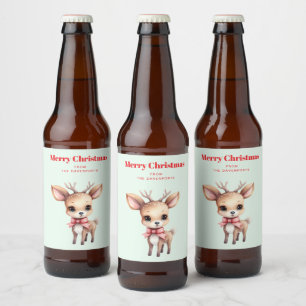 Étiquette Pour Bouteilles De Bière Illustration de cartoon de bébé cerf mignon