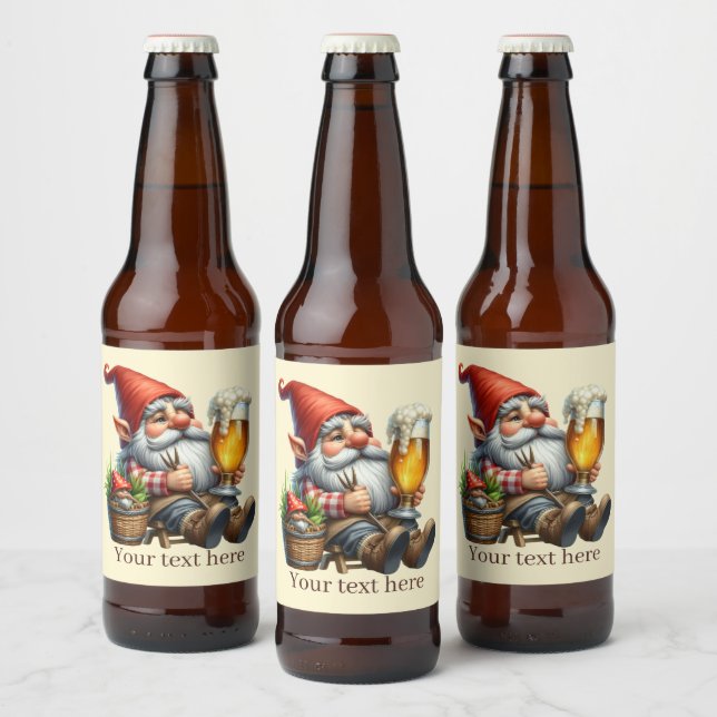 Étiquette Pour Bouteilles De Bière Jolie bière gnome ajouter du texte (Bouteilles)