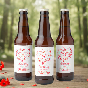 Étiquette Pour Bouteilles De Bière Jolis Inséparables Bohème Jardin de Mariage au Cœu