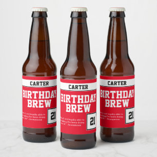 Étiquette Pour Bouteilles De Bière Joyeux 21e anniversaire brasse