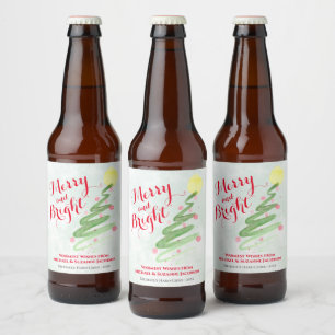 Étiquette Pour Bouteilles De Bière Joyeux et amusant arbre de Noël Abstrait