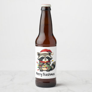 Étiquette Pour Bouteilles De Bière Joyeux Trashmas Funny Raccoon Noël