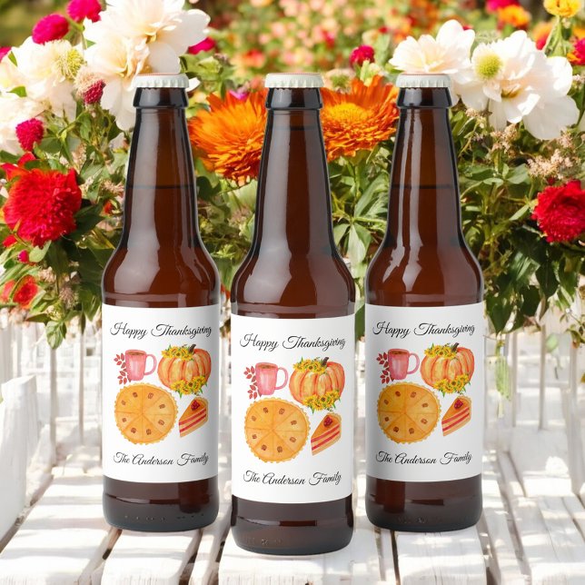 Étiquette Pour Bouteilles De Bière Latte d'épices Citrouille de Thanksgiving (Créateur téléchargé)