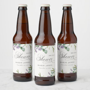 Étiquette Pour Bouteilles De Bière Lavande Eucalyptus Feuillage Mariage