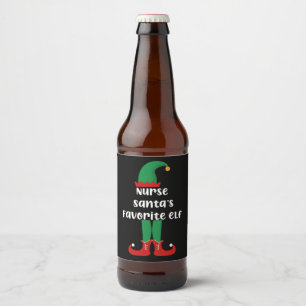 Étiquette Pour Bouteilles De Bière Le lutin préféré de l'infirmière du Père Noël Infi