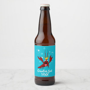 Étiquette Pour Bouteilles De Bière L'écrevisse bouillante avec le Roi des écrevisse