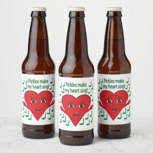 Étiquette Pour Bouteilles De Bière "Les cornichons font chanter mon cœur !" Cœur Chan