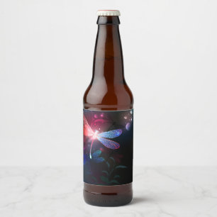 Étiquette Pour Bouteilles De Bière libellule rouge brillante