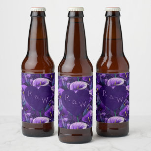 Étiquette Pour Bouteilles De Bière Lilies d'Arum Violets Uniques Charme Mariage Moder
