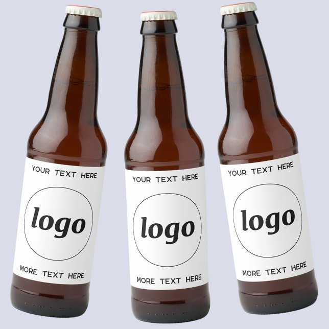 Étiquette Pour Bouteilles De Bière Logo Simple Avec Texte Professionnel Promotionnel (Custom logo with text business promotional beer bottle labels)