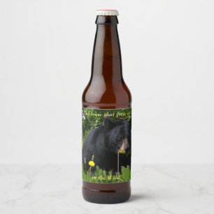 Étiquette Pour Bouteilles De Bière L'ours noir en pleine nature