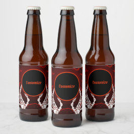 Étiquette Pour Bouteilles De Bière Mains de squelette orange