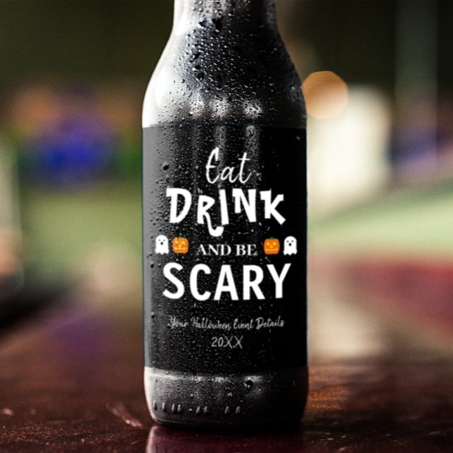 Étiquette Pour Bouteilles De Bière Mangez, Buvez et Soyez Effrayant Halloween (Créateur téléchargé)