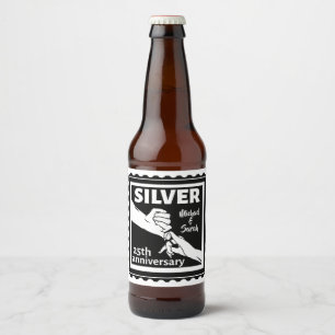 Étiquette Pour Bouteilles De Bière Mariage anniversaire 25 ans argent