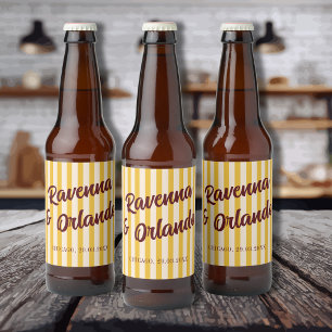 Étiquette Pour Bouteilles De Bière Mariage Bourguignon Rétro aux Bandes Pêche Émoussé
