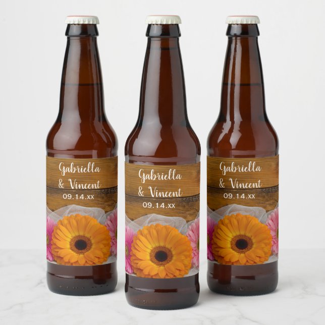 Étiquette Pour Bouteilles De Bière Mariage campagnard Daisy Trio (Bouteilles)