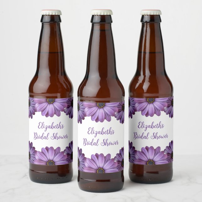 Étiquette Pour Bouteilles De Bière Mariage de Fleur Violet (Bouteilles)
