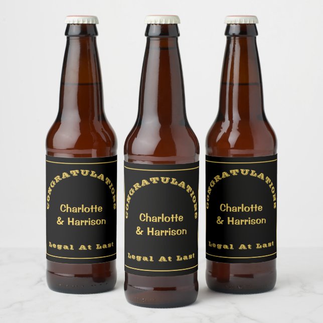 Étiquette Pour Bouteilles De Bière Mariage d'or noir (Bouteilles)