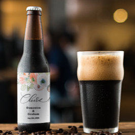 Étiquette Pour Bouteilles De Bière Mariage floral romantique de corail