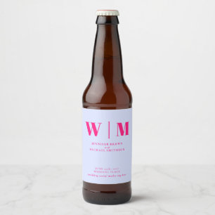 Étiquette Pour Bouteilles De Bière Mariage Minimaliste Moderne Boisson Rose Lilas