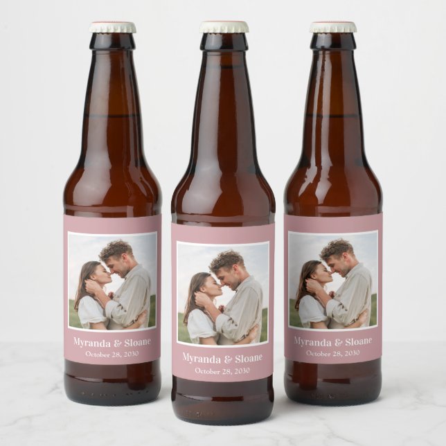 Étiquette Pour Bouteilles De Bière Mariage Photo Moderne (Bouteilles)