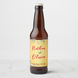 Étiquette Pour Bouteilles De Bière Mariage rouge et or