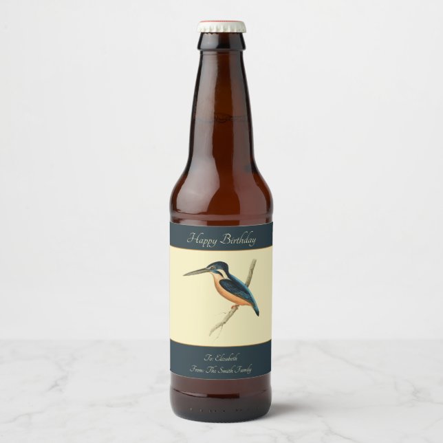 Étiquette Pour Bouteilles De Bière Martin-pêcheur asiatique (Devant)