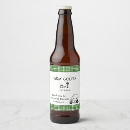 Étiquette Pour Bouteilles De Bière Meilleur Golfer Green Plaid personnalisé