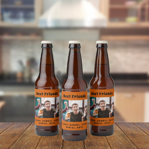 Étiquette Pour Bouteilles De Bière Meilleurs amis hommes gars fête photo amusant oran