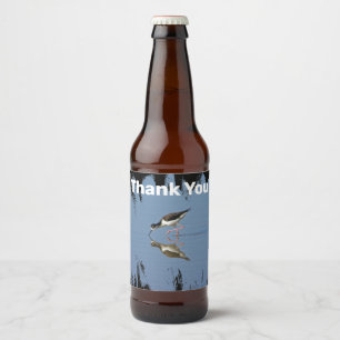Étiquette Pour Bouteilles De Bière Merci Beach Reflection d'oiseaux