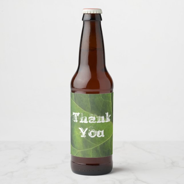 Étiquette Pour Bouteilles De Bière Merci Bright Green Leaf Photo Appréciation (Devant)