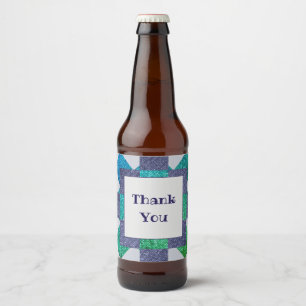 Étiquette Pour Bouteilles De Bière Merci Mosaïque Carrelage étoile Bleu Vert Apprécia
