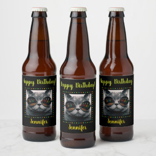 Étiquette Pour Bouteilles De Bière Message personnalisé (noir)